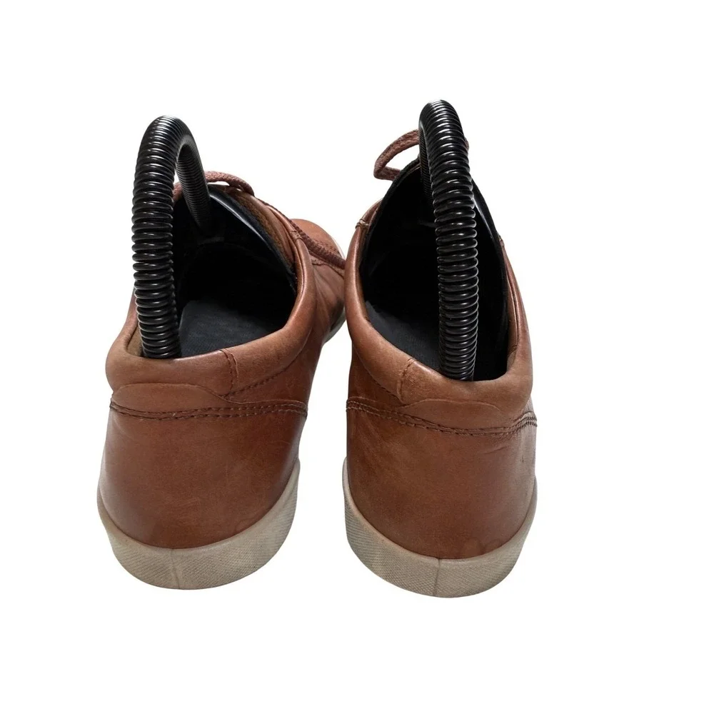 Ecco Mens Brown Leather Lace Up Sneakers‎ Shoes Cognac Size 39